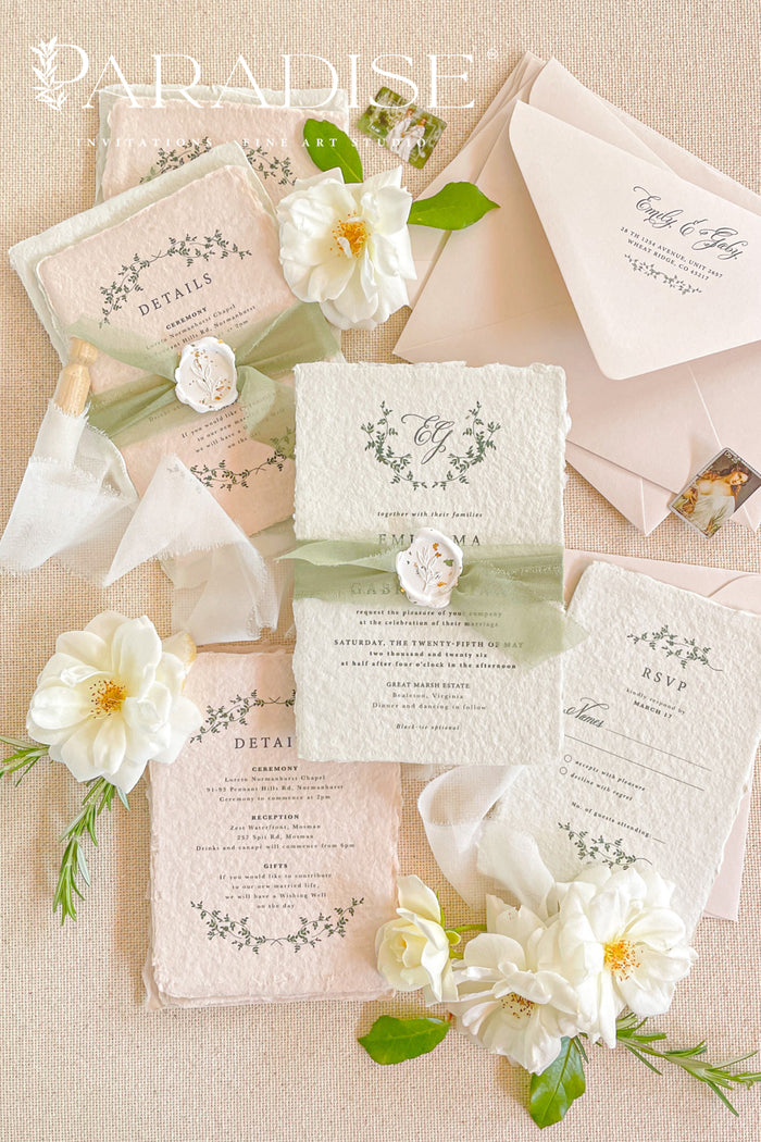 Lainey Colored Handmade Paper Wedding Invitations
