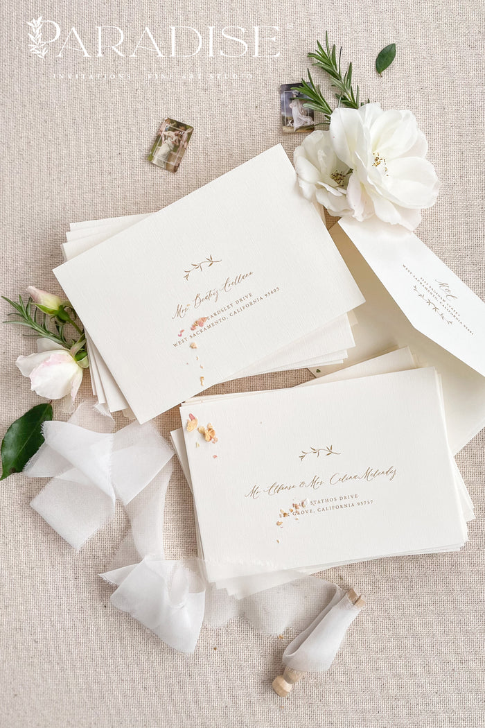 Coco Linen Ivoire Envelopes and Address Printing