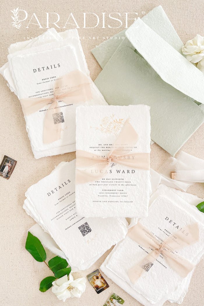 Lilith Handmade Paper Wedding Invitations