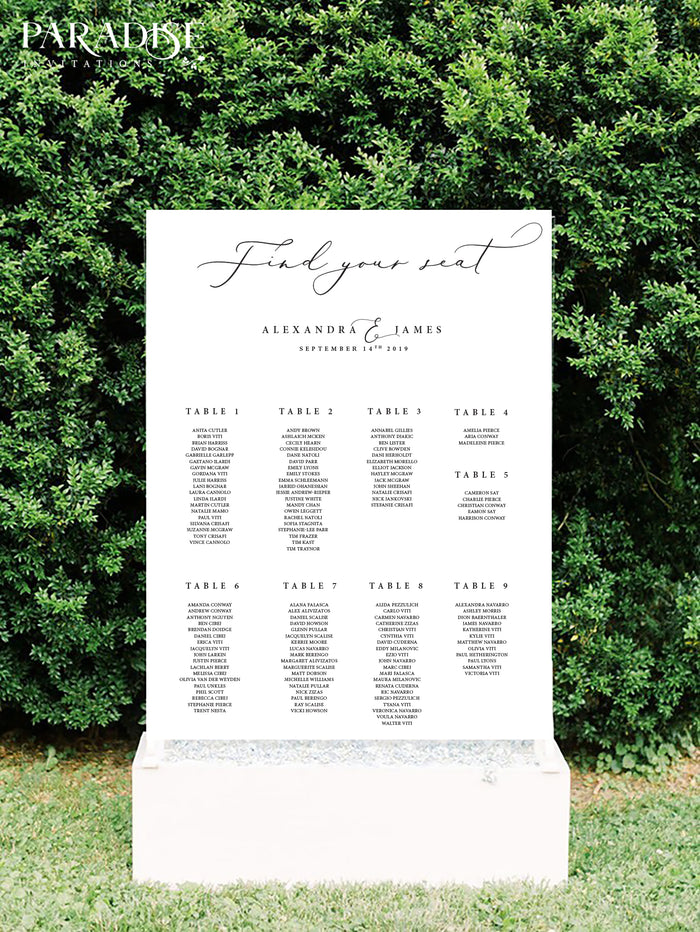 Modern Calligraphy Table Seating Chart