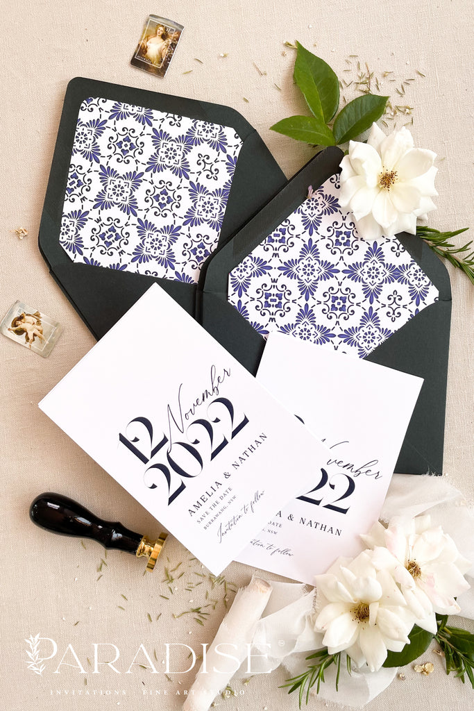 Abella Black and White Save the Date Cards
