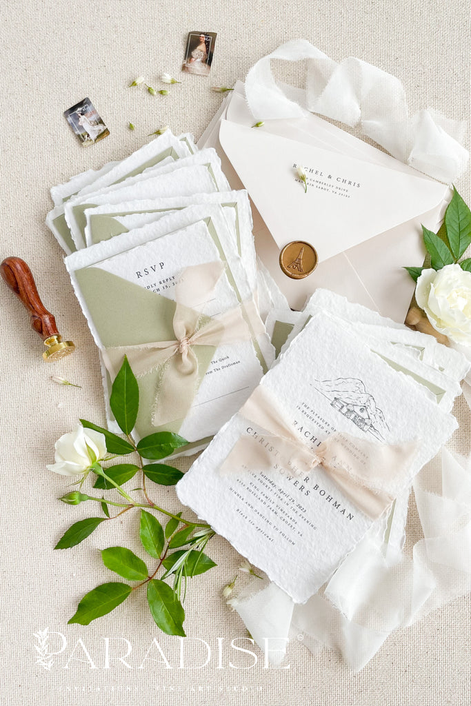 Emmeline Handmade Paper Wedding Invitation Sets
