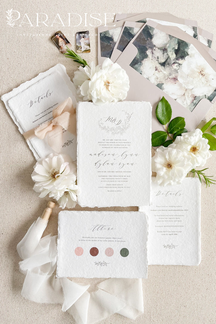 Calantha Handmade Paper Wedding Invitation Sets