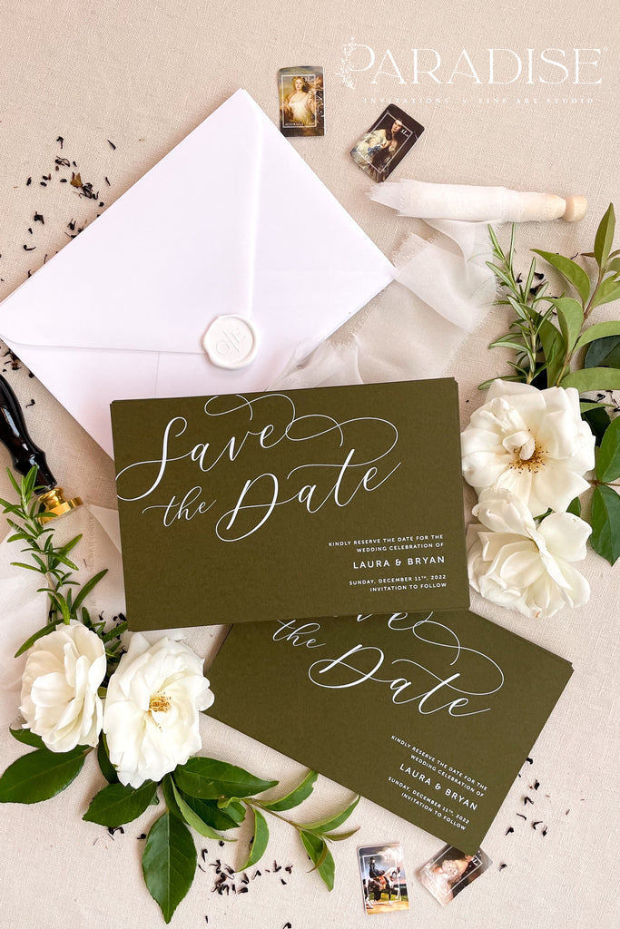 Leona White Ink Save the Date Cards