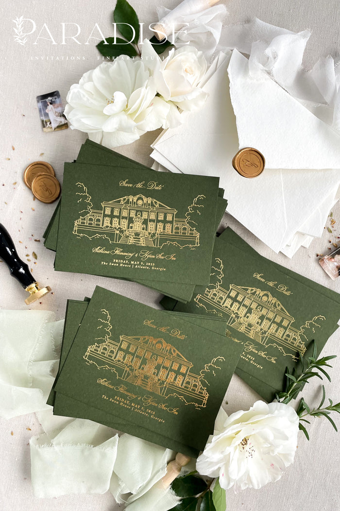 Lina Golden Foil Save the Date Cards