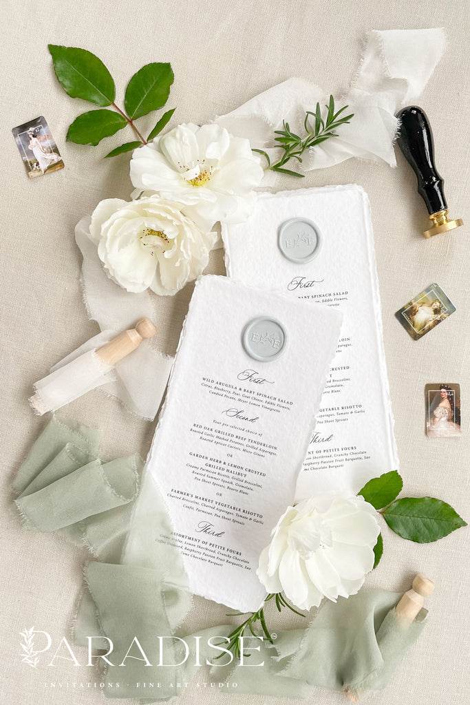 Thea Handmade Paper Wedding Menus