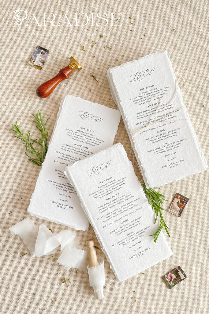 Katriane Handmade Paper Wedding Menus