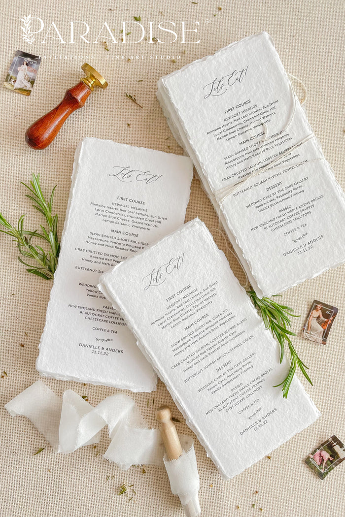 Katriane Handmade Paper Wedding Menus