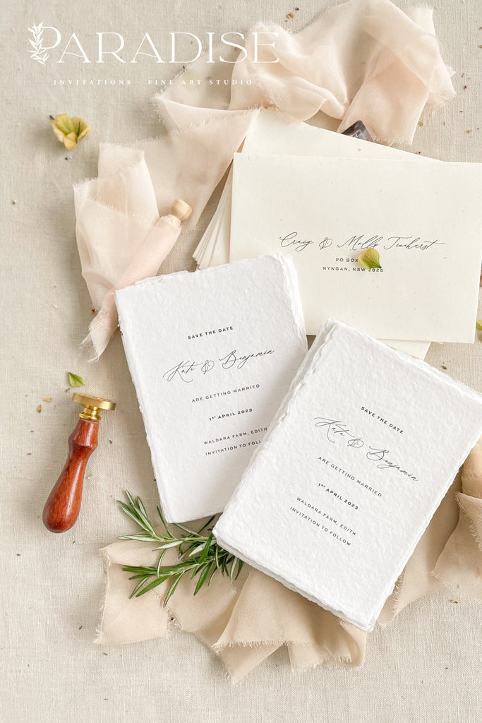 Adalie Handmade Paper Save the Date Cards