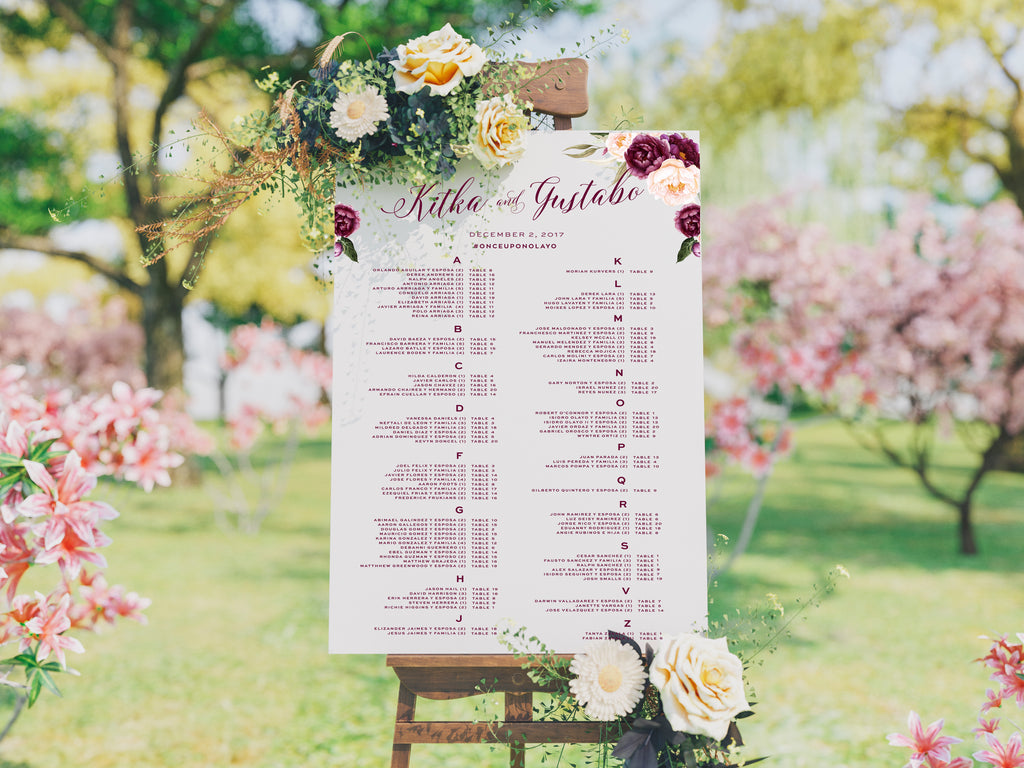 Table Seating chart, Printable Seating Charts, type: Wedding Stationery