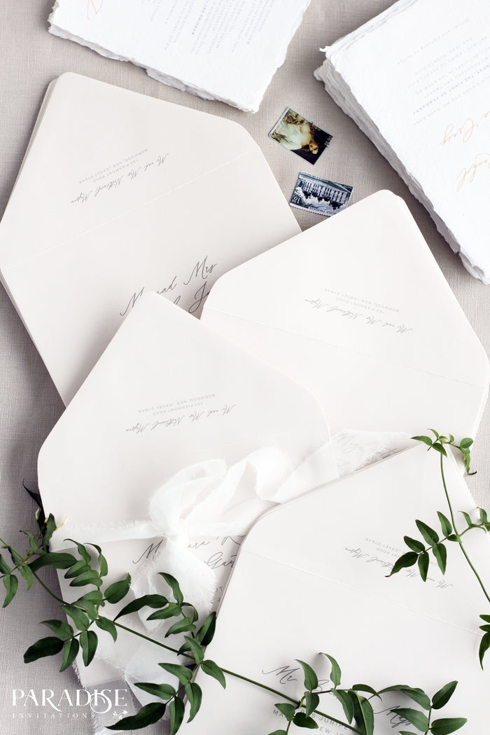 Almond Envelope Grey Ink Address printing