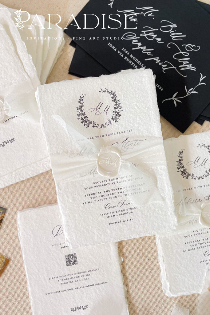 Zoe Handmade Paper Wedding Invitation Sets