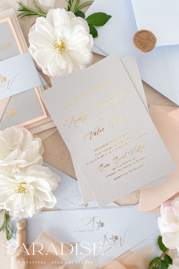Skylar Gold Foil Wedding Invitation Sets