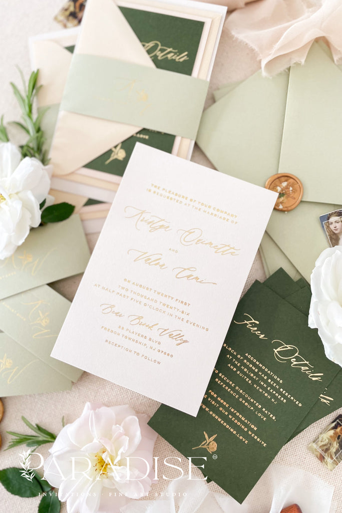Lyla Real Gold Foil Wedding Invitation Sets