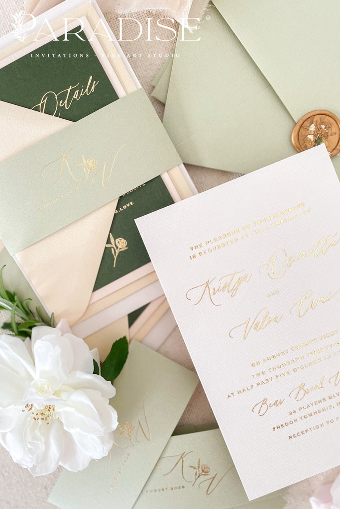 Lyla Real Gold Foil Wedding Invitation Sets