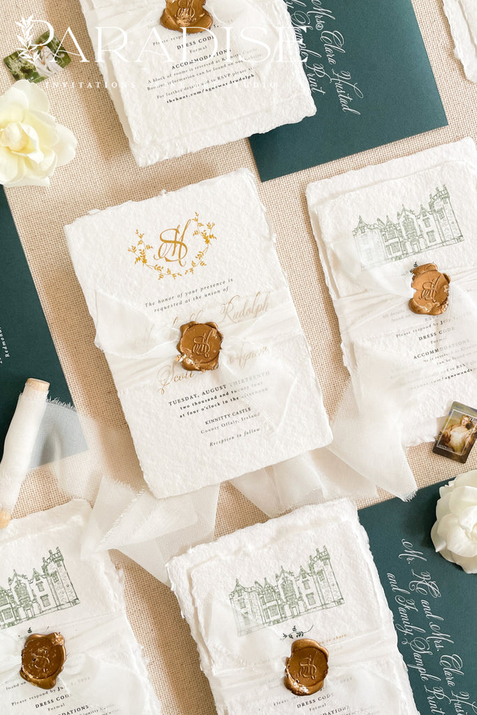 Magnolia Handmade Paper Wedding Invitation Sets