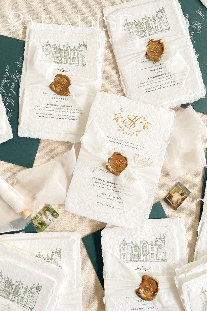 Magnolia Handmade Paper Wedding Invitation Sets