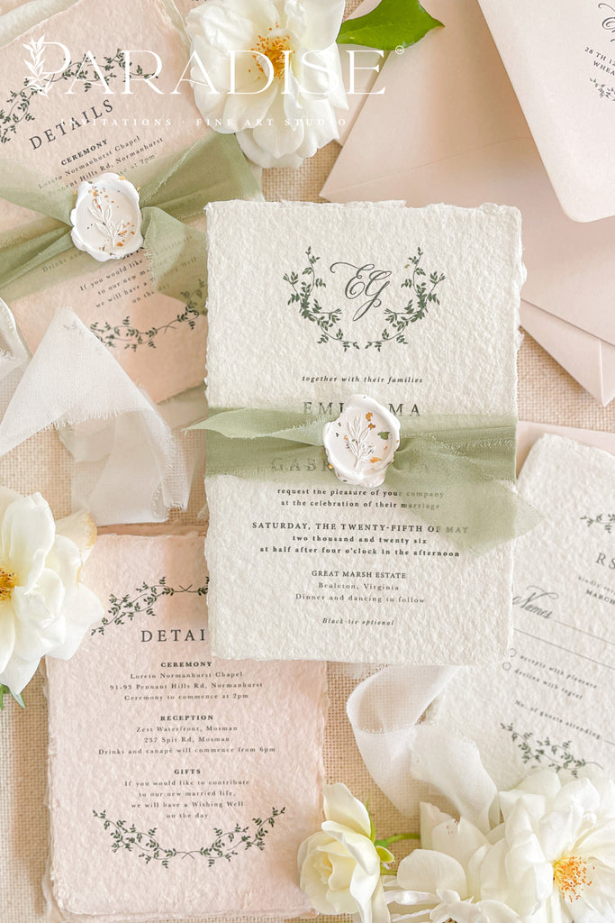 Lainey Colored Handmade Paper Wedding Invitations