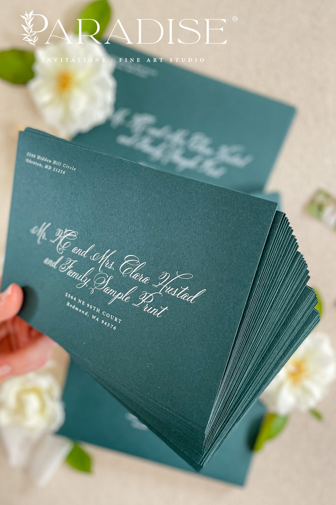 Emerald Envelopes and White Ink Printing