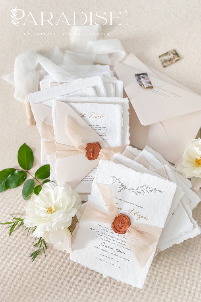 Bemadette Handmade Paper Wedding Invitation Sets
