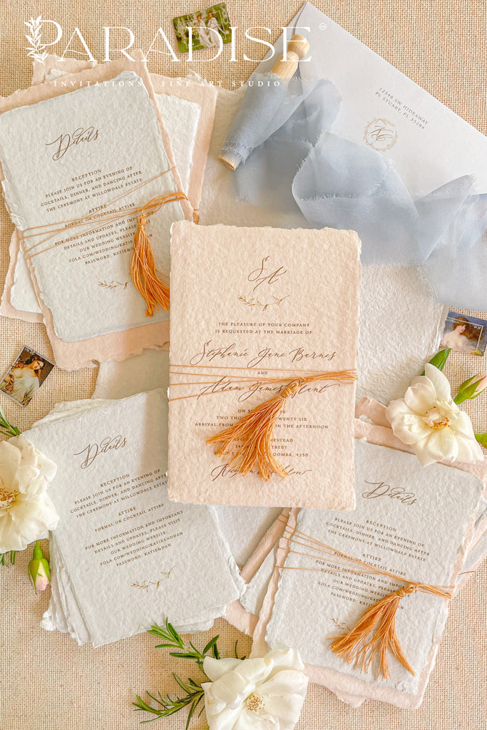 Maryam Tassels and Colored Handmade Paper Wedding Invitations