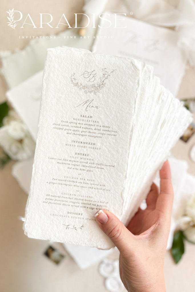 Alexis Handmade Paper Wedding Menus