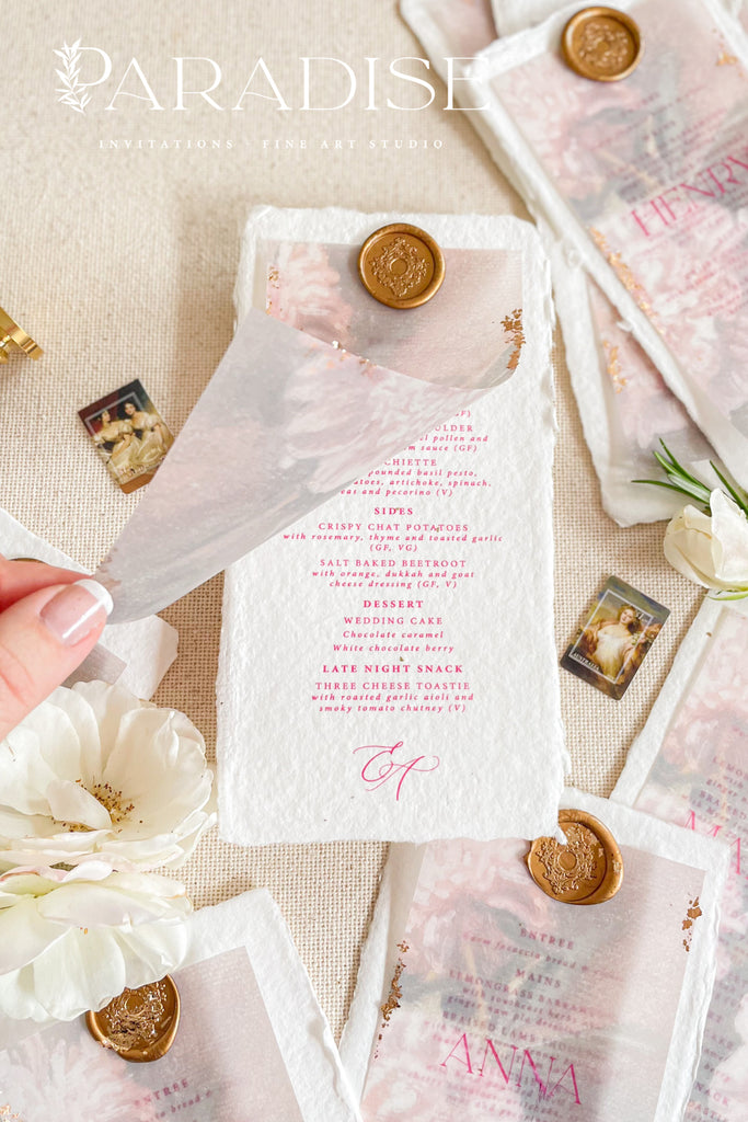 Emilia Handmade Paper Wedding Menus