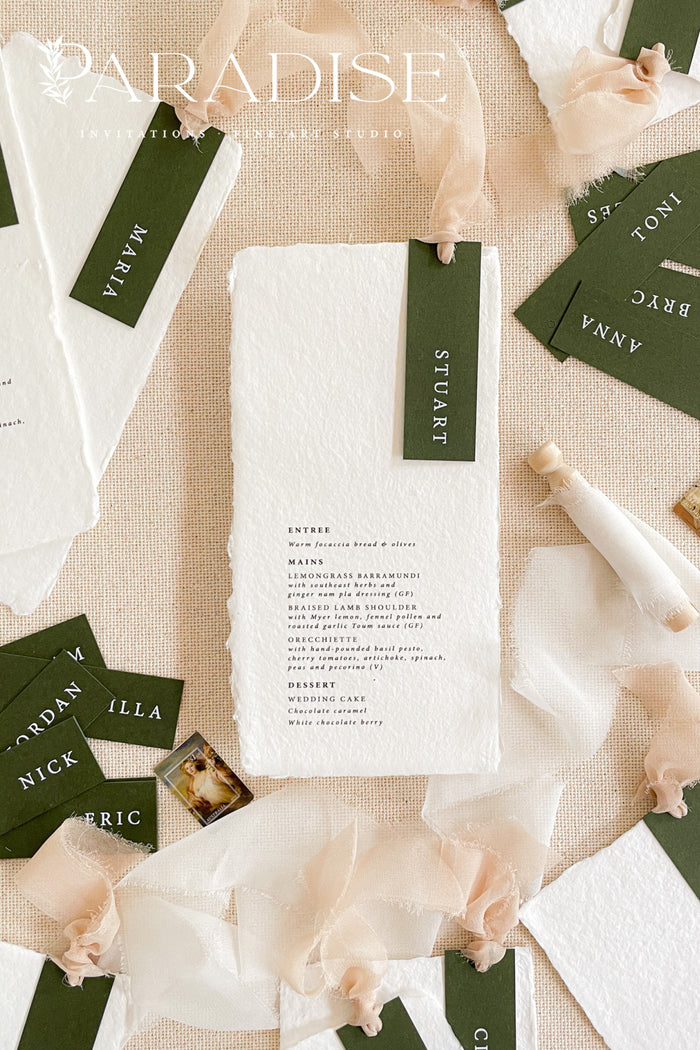 Jade Handmade Paper Wedding Menus