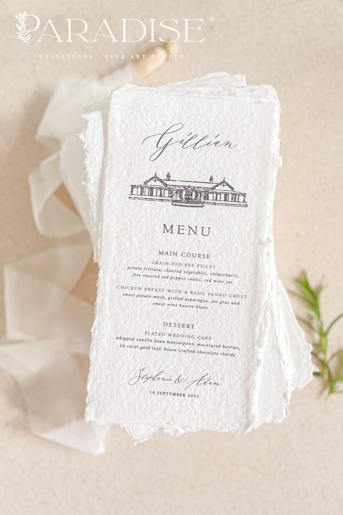 Norah Handmade Paper Wedding Menus