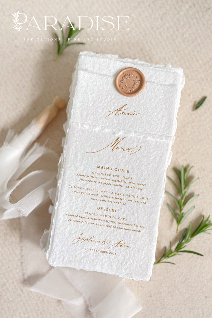 Piper Handmade Paper Wedding Menus