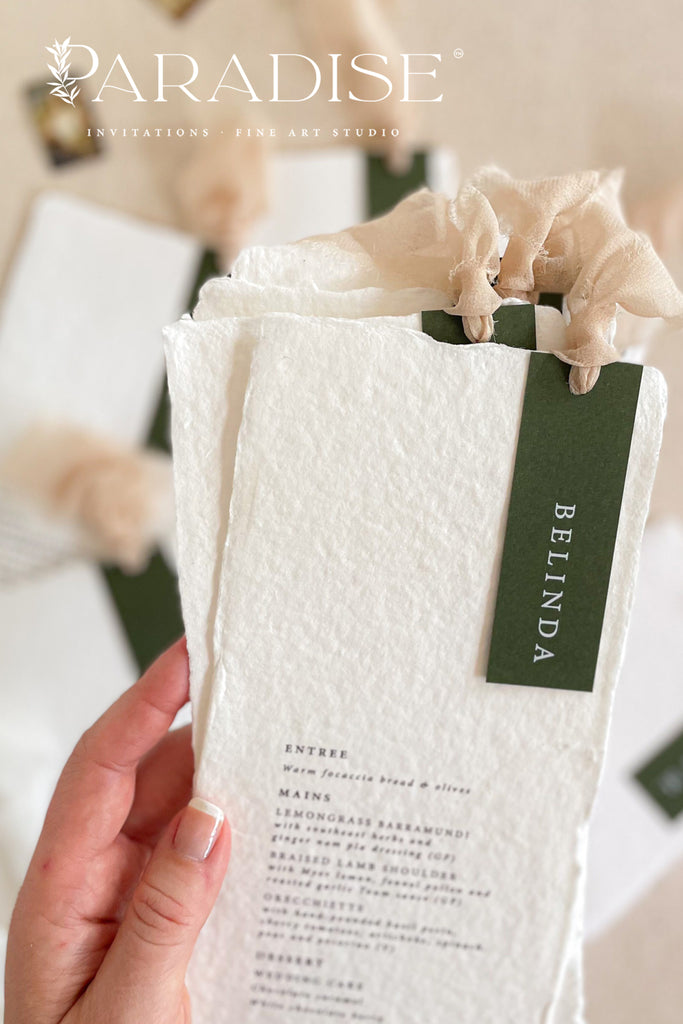 Jade Handmade Paper Wedding Menus