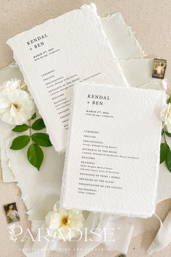 Amora Handmade Paper Wedding Program