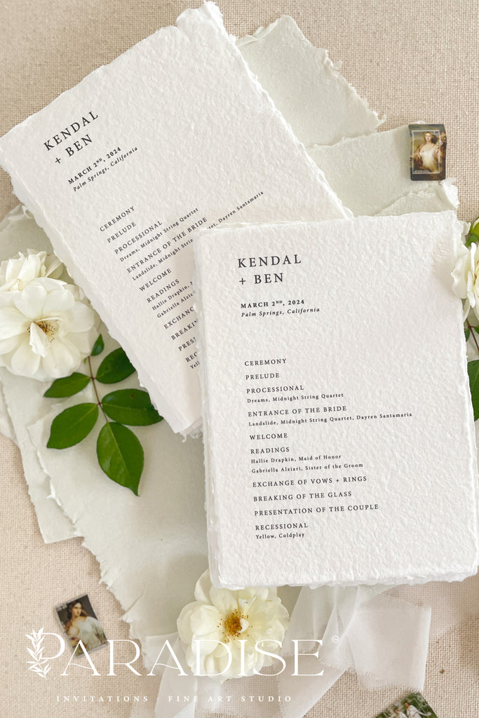 Amora Handmade Paper Wedding Program