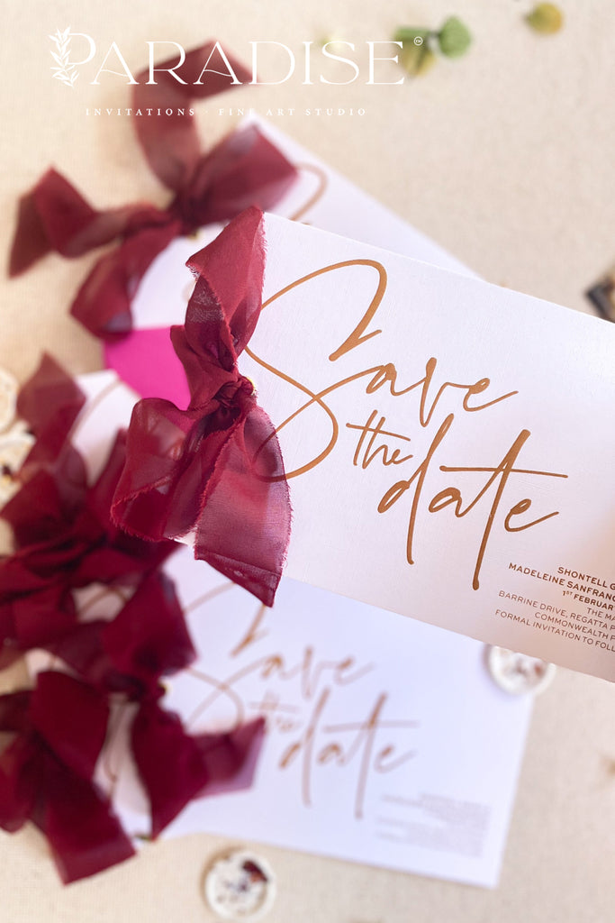 Adeline Silk Ribbon Save the Date Cards