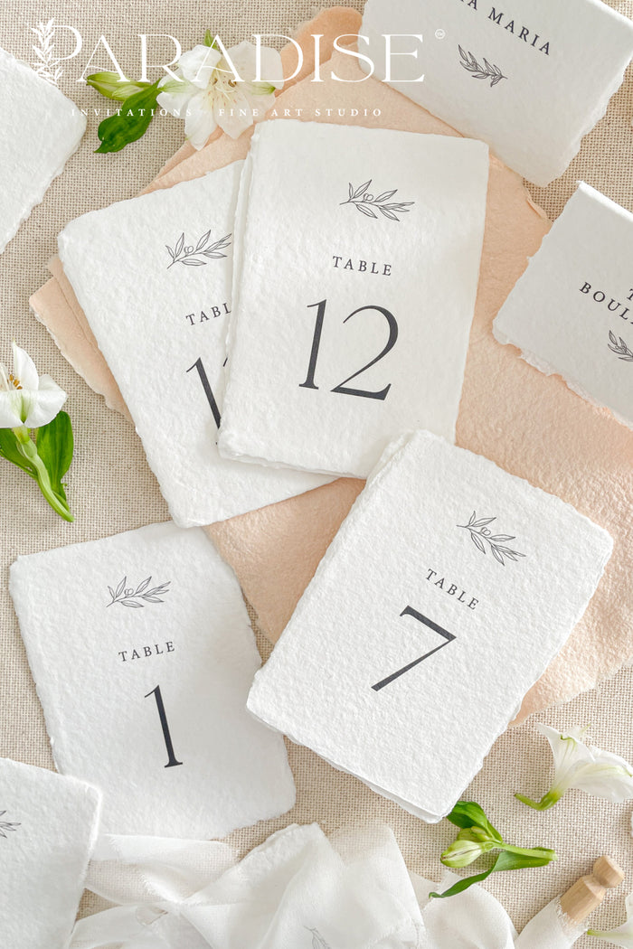 Sonnet Handmade Paper Table Numbers