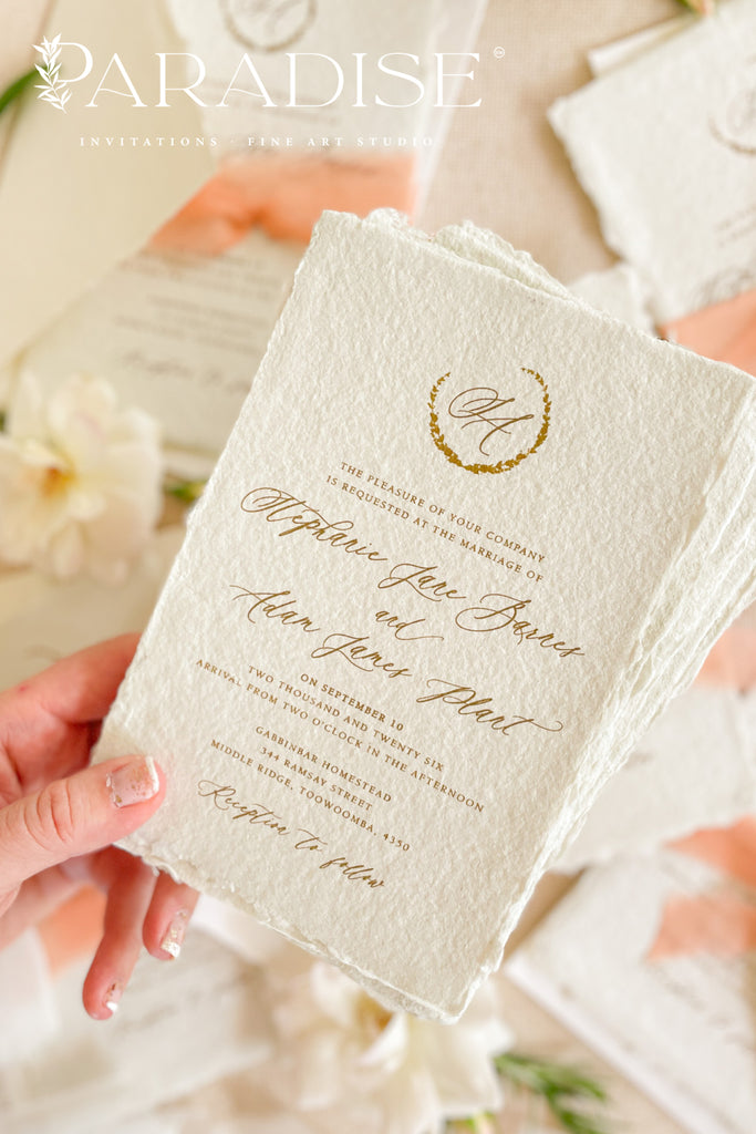 Sara Colored Handmade Paper Wedding Invitation Sets
