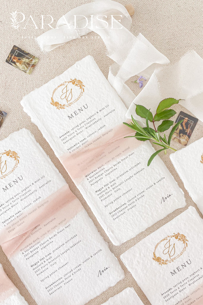 Kylie Handmade Paper Wedding Menus