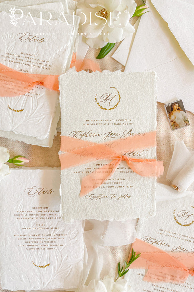 Sara Colored Handmade Paper Wedding Invitation Sets