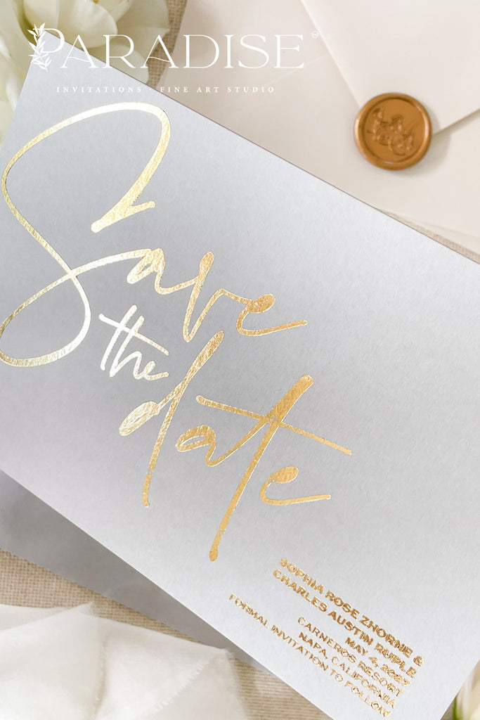 Phoebe Real Gold Foil Save the Date Cards
