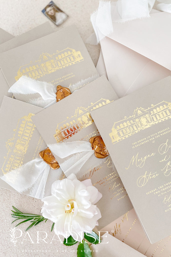 Maria Gold Foil Wedding Invitation Sets