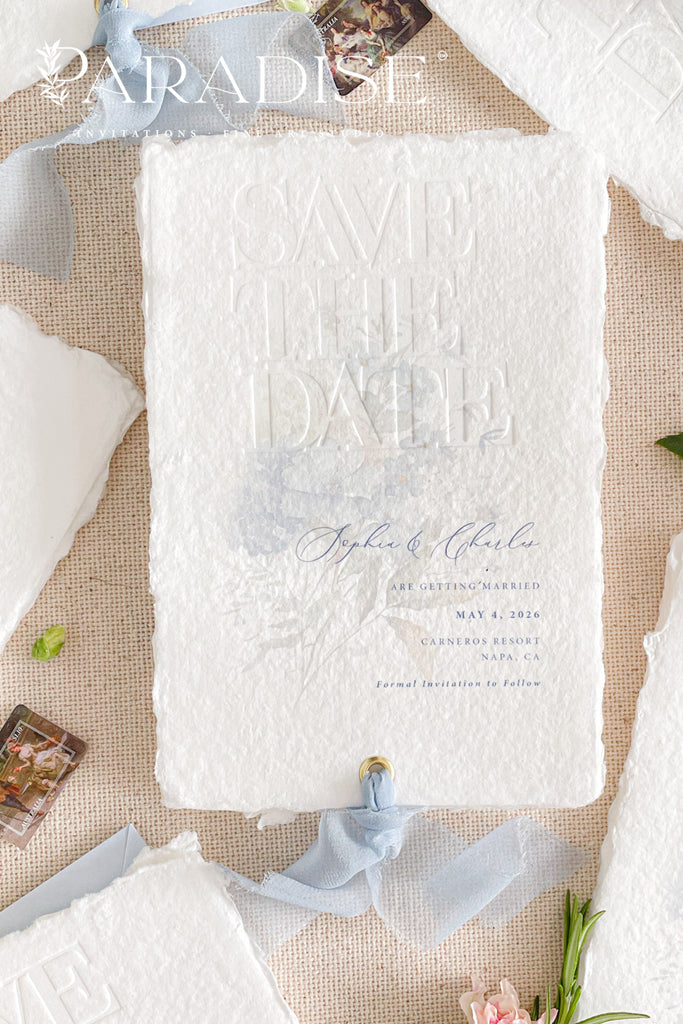 Morgan Embossed Handmade Save the Date Cards