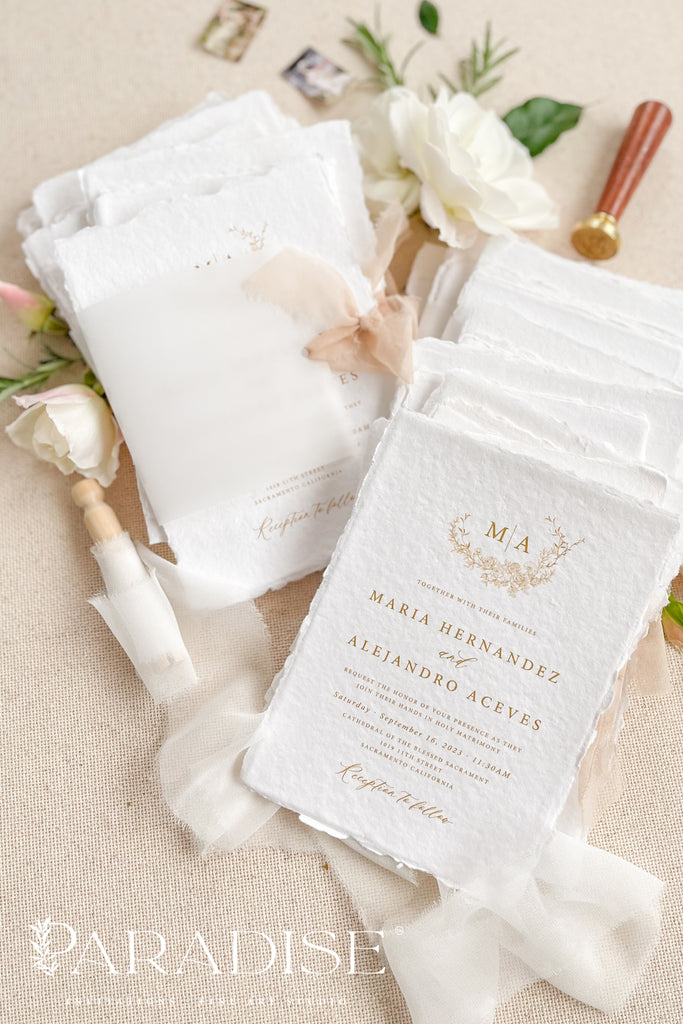Esther Handmade Paper Wedding Invitation Sets