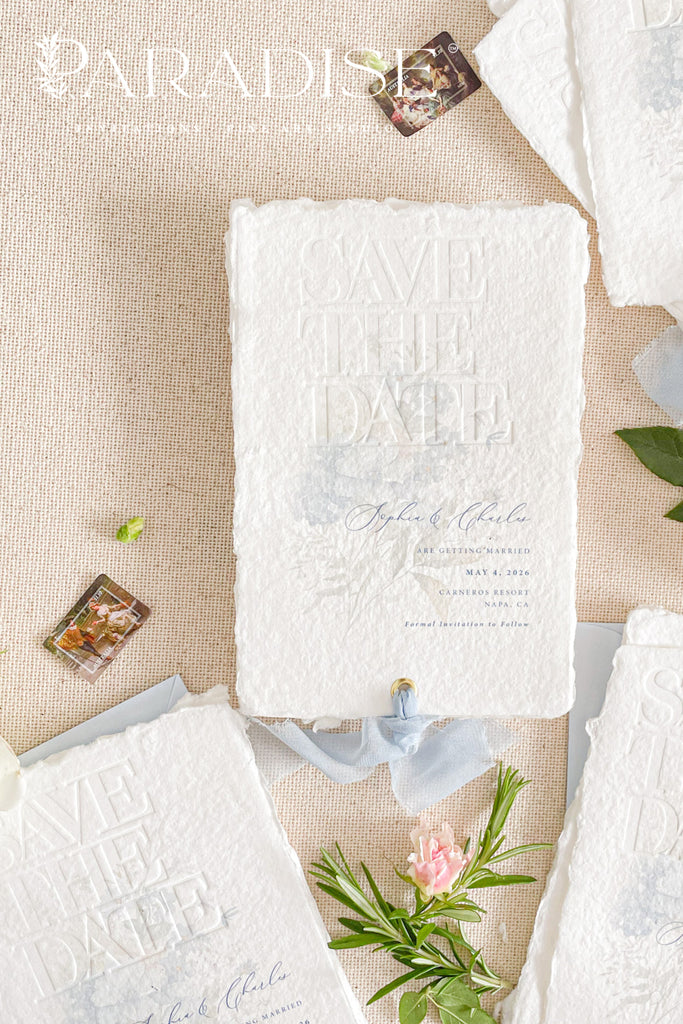 Morgan Embossed Handmade Save the Date Cards