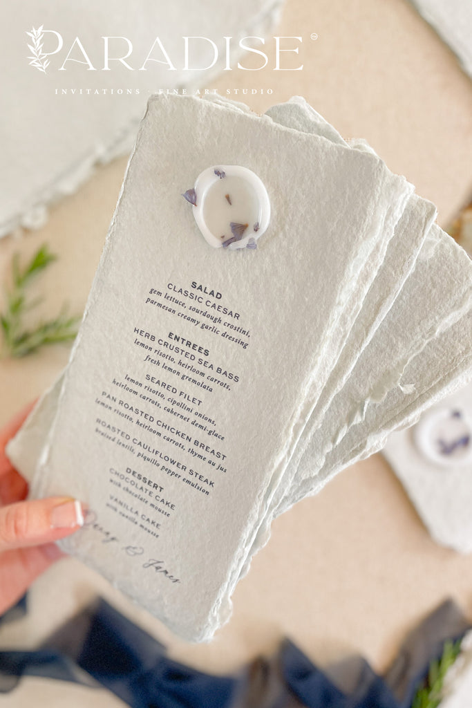 Nina Handmade Paper Wedding Menus