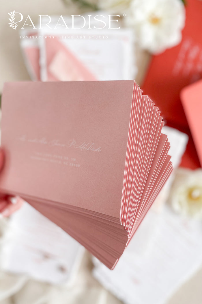 Soft Peach Envelopes and White Ink Address Printing