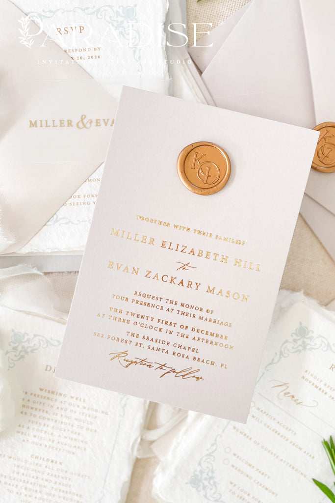 Willow Real Gold Foil Wedding Invitation Sets
