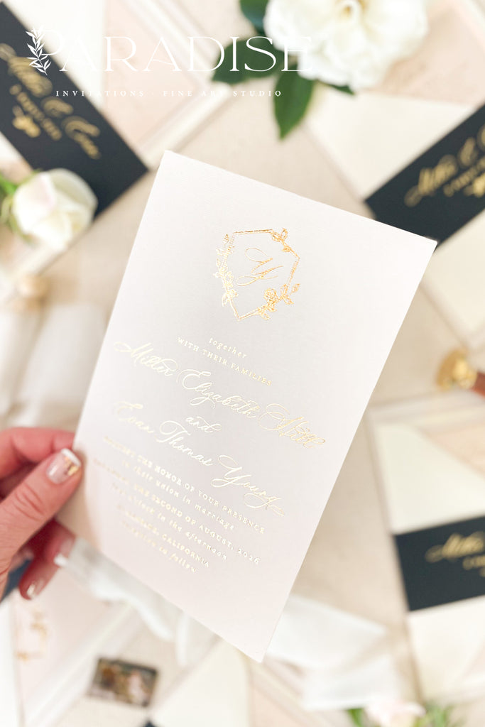 Zoey Real Gold Foil Wedding Invitation Sets