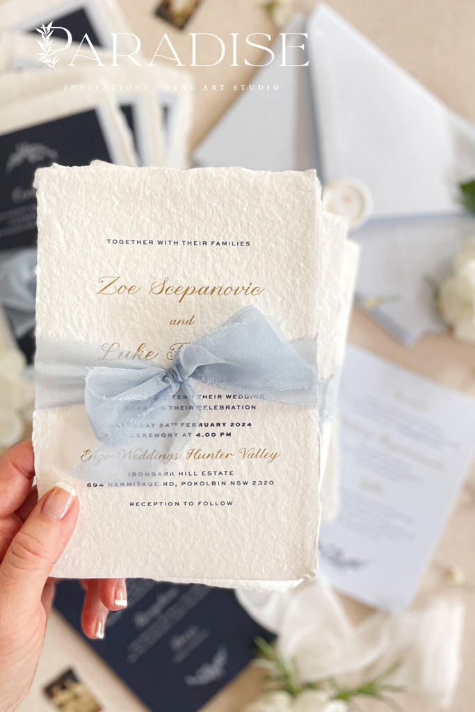 Ava Handmade Paper Wedding Invitation Sets