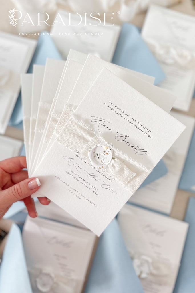Lucy Linen Belly Bands Wedding Invitations