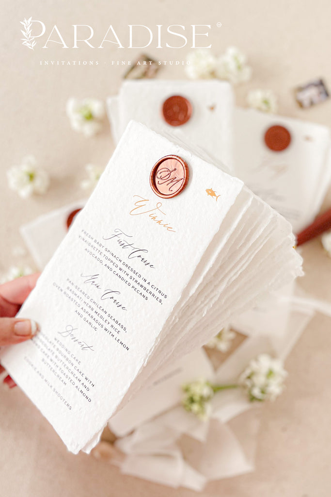 Athena Handmade Paper Wedding Menus